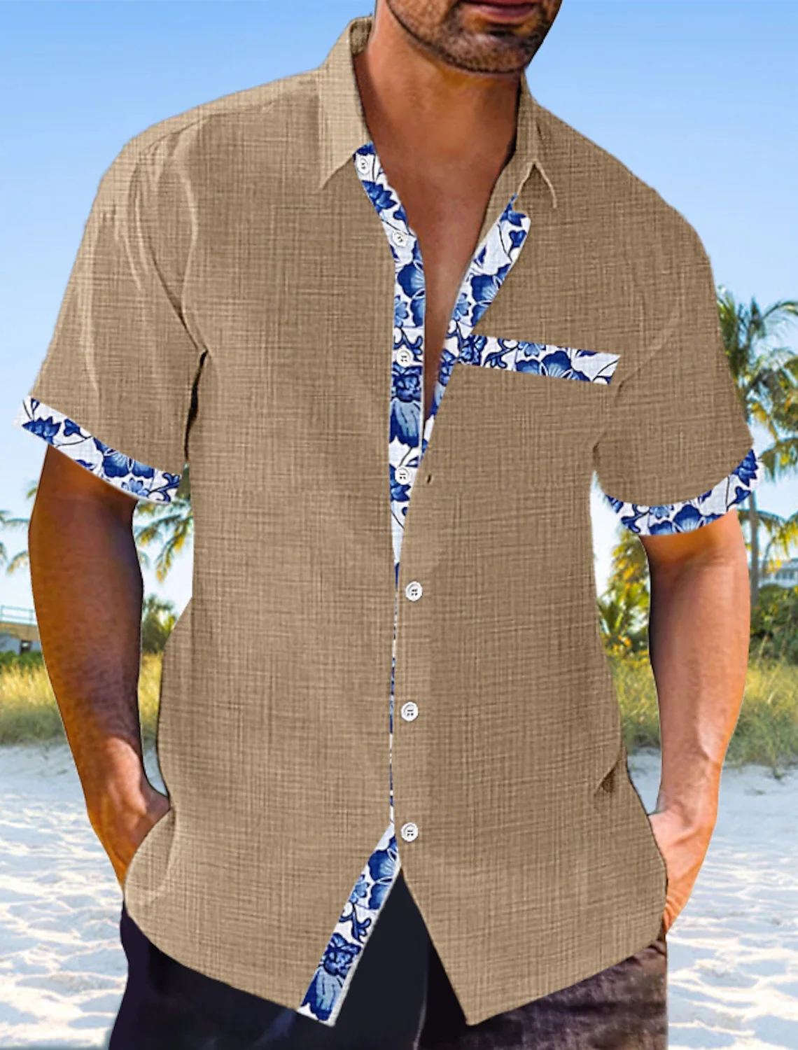 Casual Shirt Solid Color Print Summer Hawaii Beach Men\'s Shirt Clothing Oversized Short Sleeve Shirt Men\'s Fashion Top S-3XL