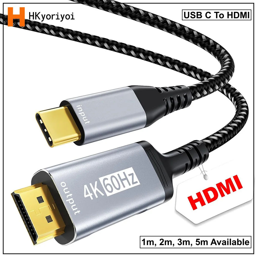 USB C to HDMI Cable 4K@60Hz Compatible With Thunderbolt 4/3 Screen Mirroring to TV For MacBook For iPhone 15/16/17 For iPad Pro
