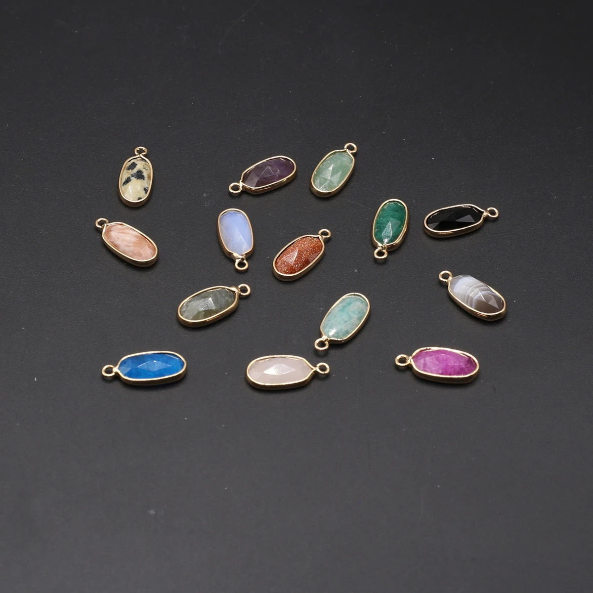 

3PCS Natural Stone Pendant Oval Opal/Rose Quartz Charms for DIY Women Men Neckalce Bracelets Jewelry Making Accessories Gifts