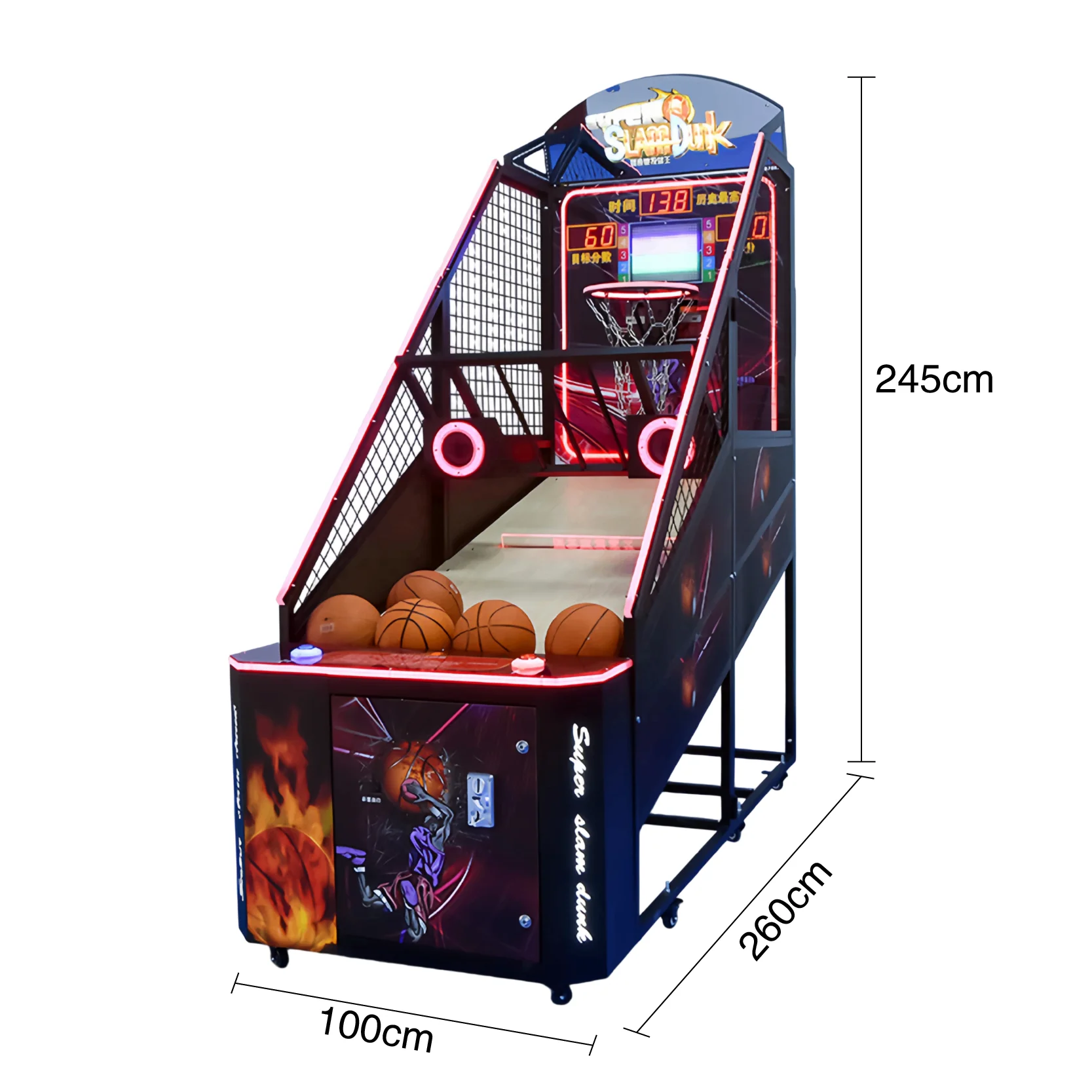

LED Light up Arcade Basketball Game Machine Metal Frame 1 Year Warranty Commercial Indoor Shooting Simulator