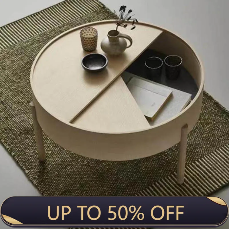 Vintage Neutral Coffee Table Round Rustic Bedroom With Storage Coffee Table Minimalist Classic Mesa Redonda Room Furniture