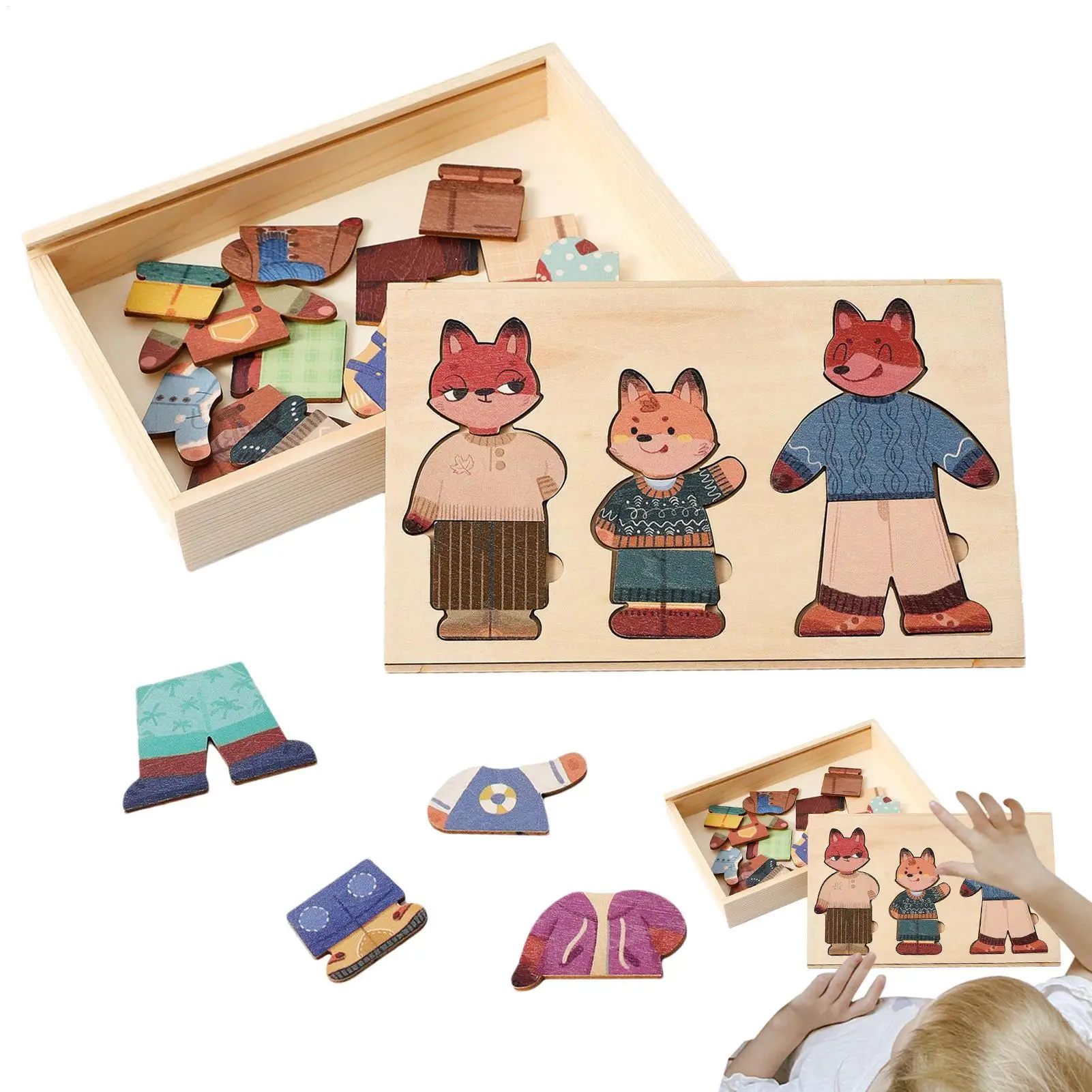 Jeux d'habillage, poupées habillées au Design Animal, puzzle éducatif en bois, tenues de jeu assorties pour enfants d'âge préscolaire en classe