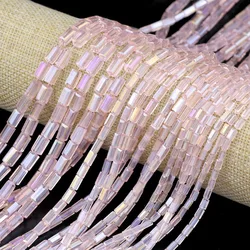 4/6/8mm Long Square Pink AB Color Austrian Crystal Spacer Loose Beads For Jewelry Making Ladies Earrings Bracelet DIY Accessorie
