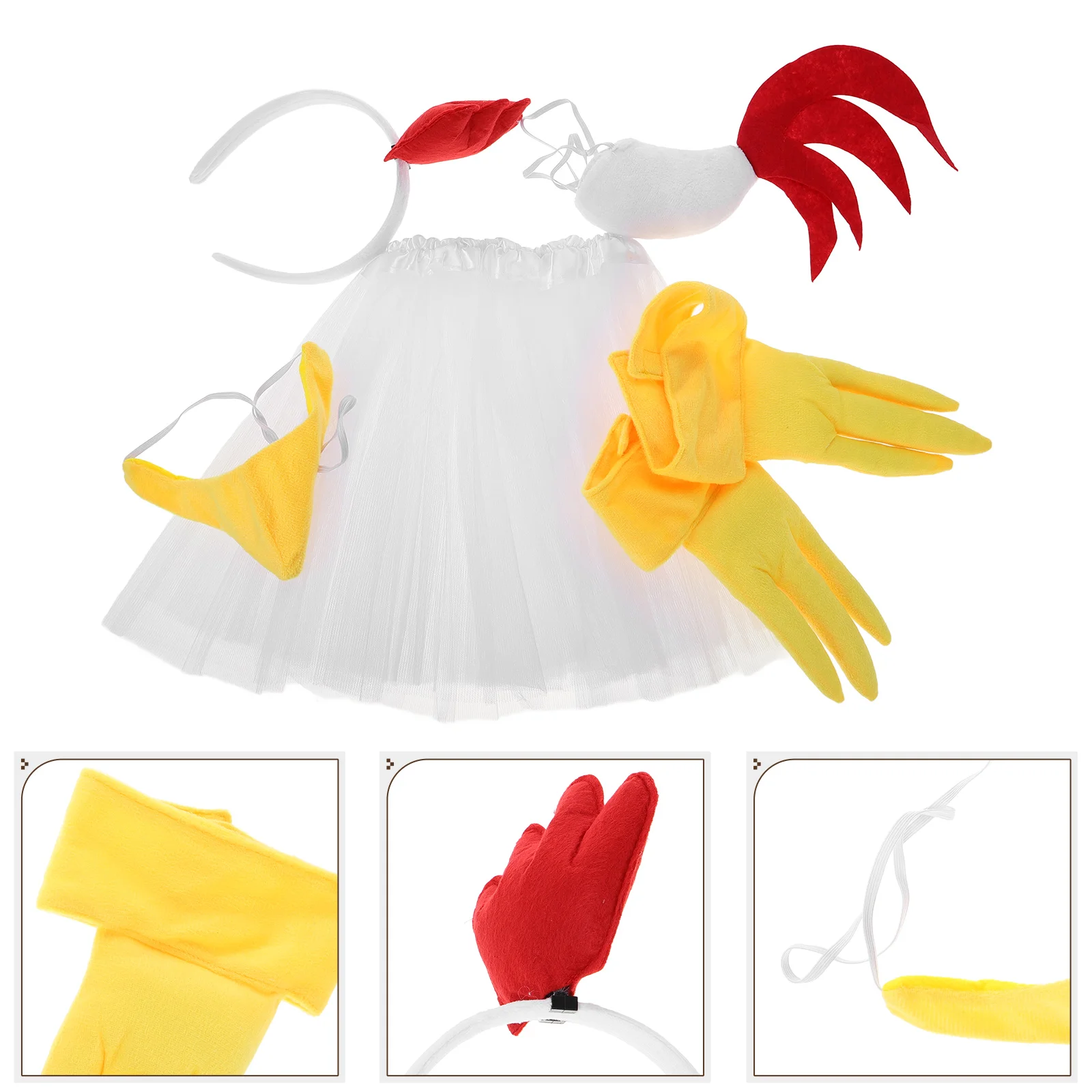 

Party Dress Halloween Headband Chick Tail Mesh Farmer Costume for Women Accessories