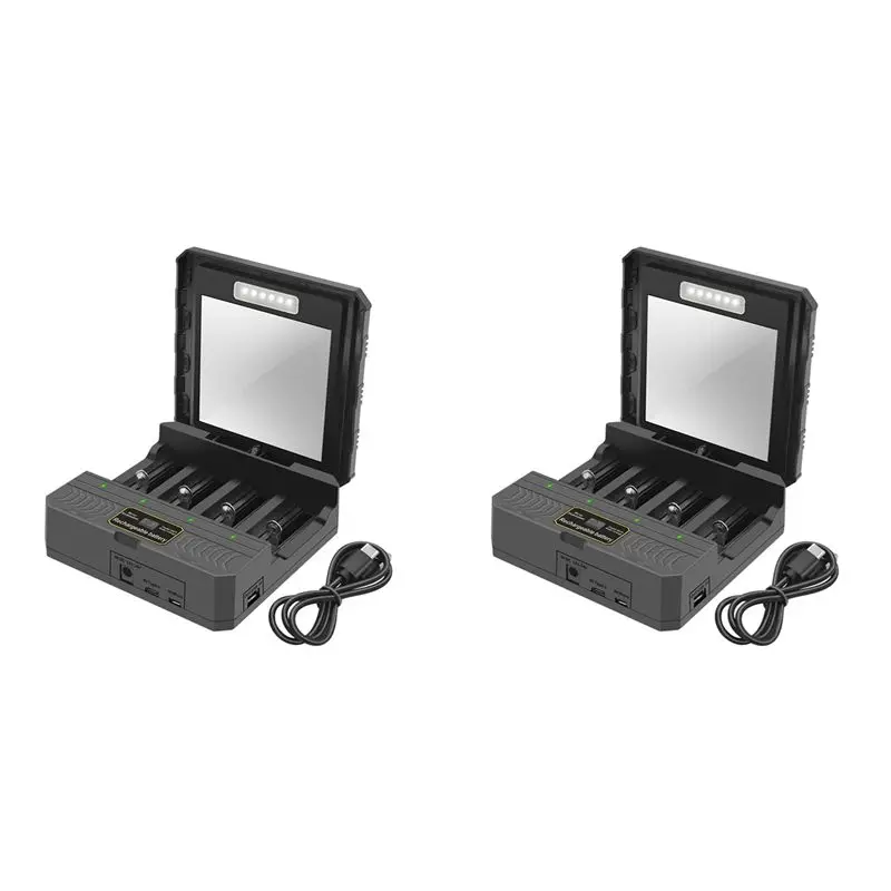 2X 18650 Solar Lithium Battery Smart Type-C Four-Slot Multi-Function Outdoor