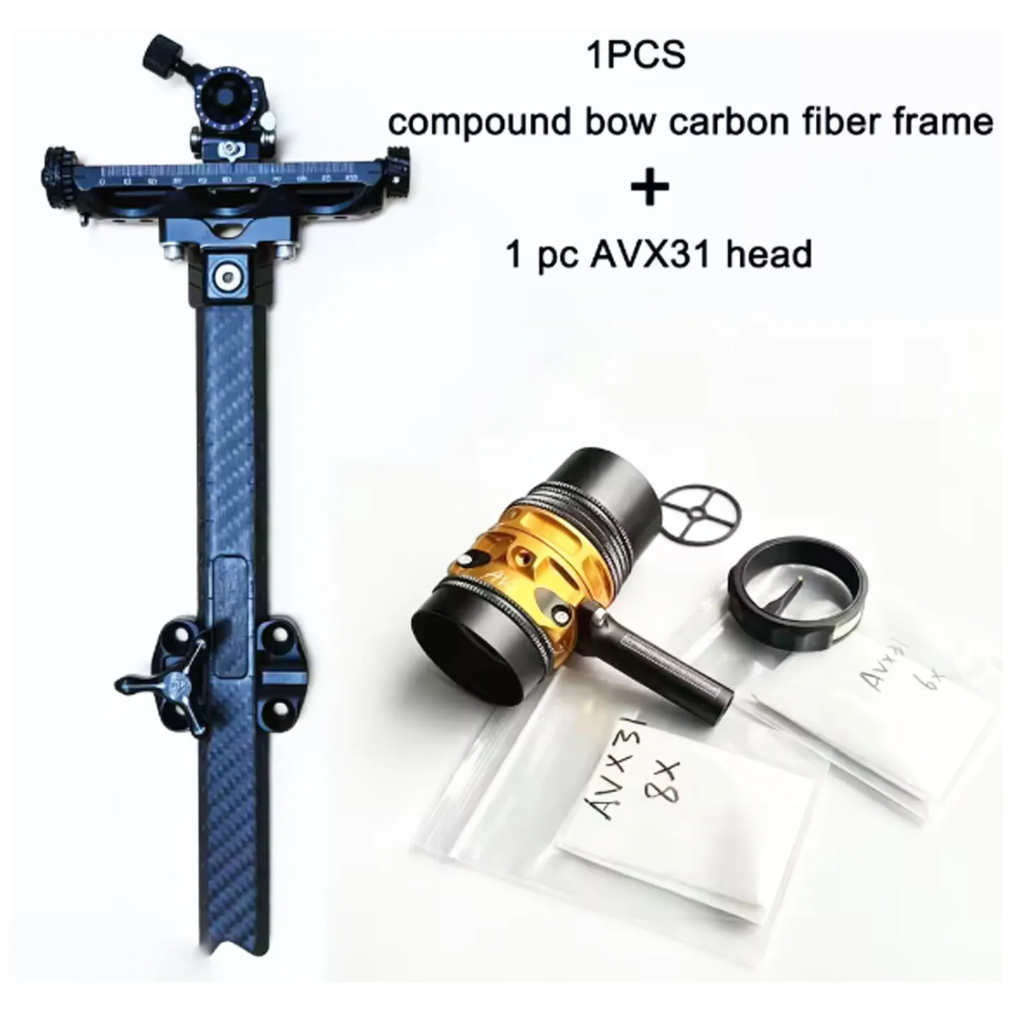 Avx31/41 Sight Accessories 9 Inch Adjustable Carbon Fiber Frame Compound Bow Sight Pin Universal Right Left Hand Shooting