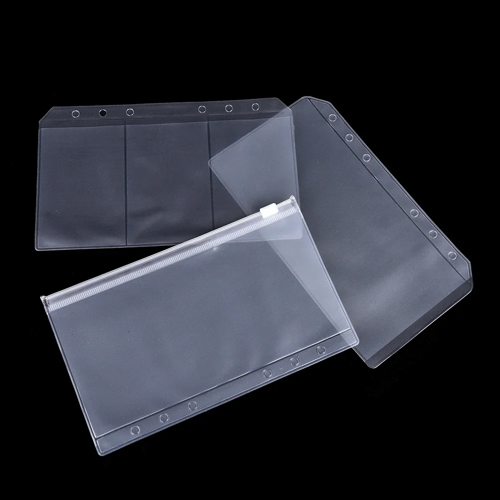 1Pc A5/A6 Pvc Transparante Zip Lock Envelop Voor 6 Gaten Bindmiddel Pocket Navulling Organizer Briefpapier