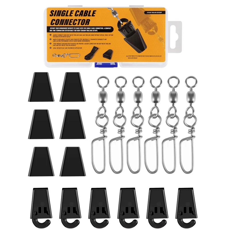 

Boat Downrigger Terminal Kit Qty of 6 Ball Clip Release Clips for Offshore Fishing Boating Accessories Salt and Freshwater