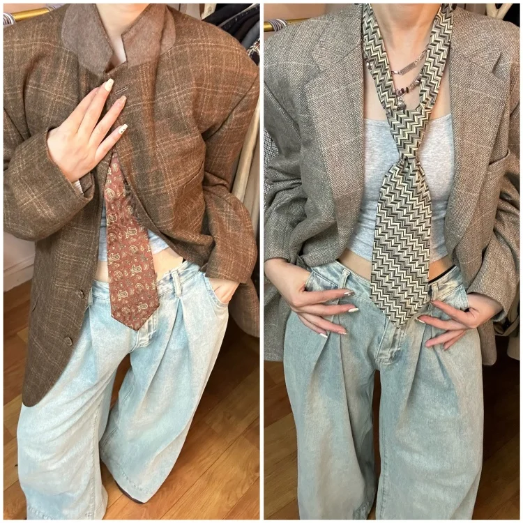 

Винтажный шерстяной осенне-зимний костюм: утепленное фланелевое пальто с узором в клетку для мужчин и женщин, повседневный деловой стиль