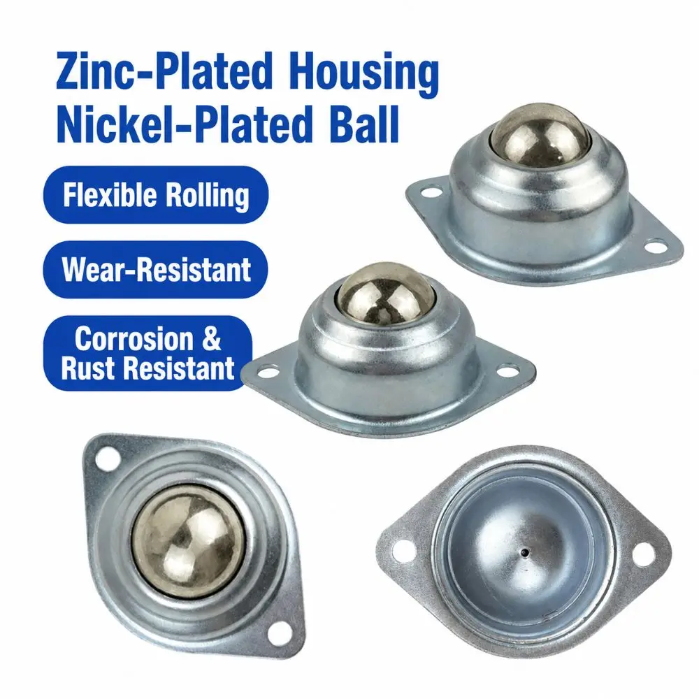 1Pcs CY-15A CY-25A Swivel Ball Caster Wheel 304 Carbon Steel Galvanized Universal Ball Caster Nickel Plated Metal Mounting Plate