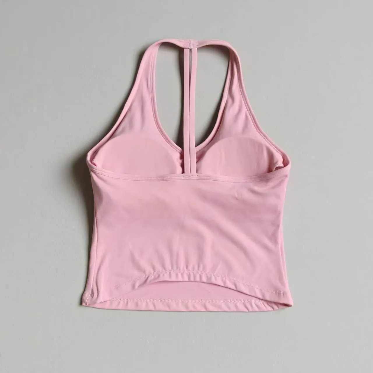 Yoga-Bekleidung mit Brustpolstern Damen-Sport-BH Brustformender V-Ausschnitt Neckholder-Top Fitness-Oberteil für Gym und Lauftraining – Detail 6
