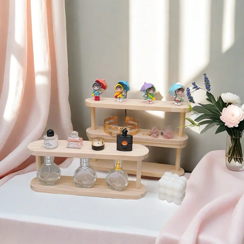 Jewelry Display Riser Stand Wooden Shelf for Perfume Organizer Perfume Display Shelf Figure Display Case Bracelet necklace Rack