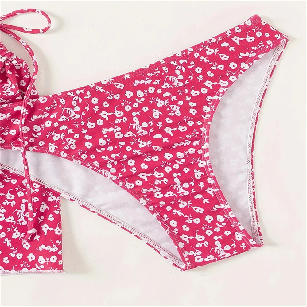 خمر الأزهار بيكيني الرسن ضمادة Tankini عارية الذراعين Y2K ملابس السباحة عطلة ملابس النساء مايكرو تنورة الشاطئ الزي ثوب السباحة