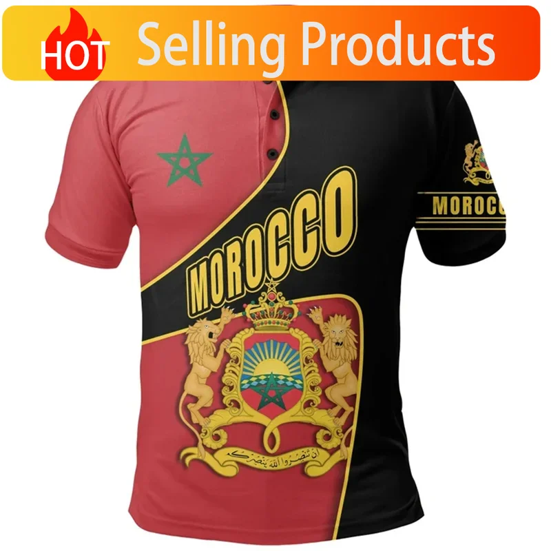 Morocco Polo Shirts Moroccan National Emblem Flag 3D Print Men Women Casual Oversized Short Sleeve T-shirt Tees Tops Clothing