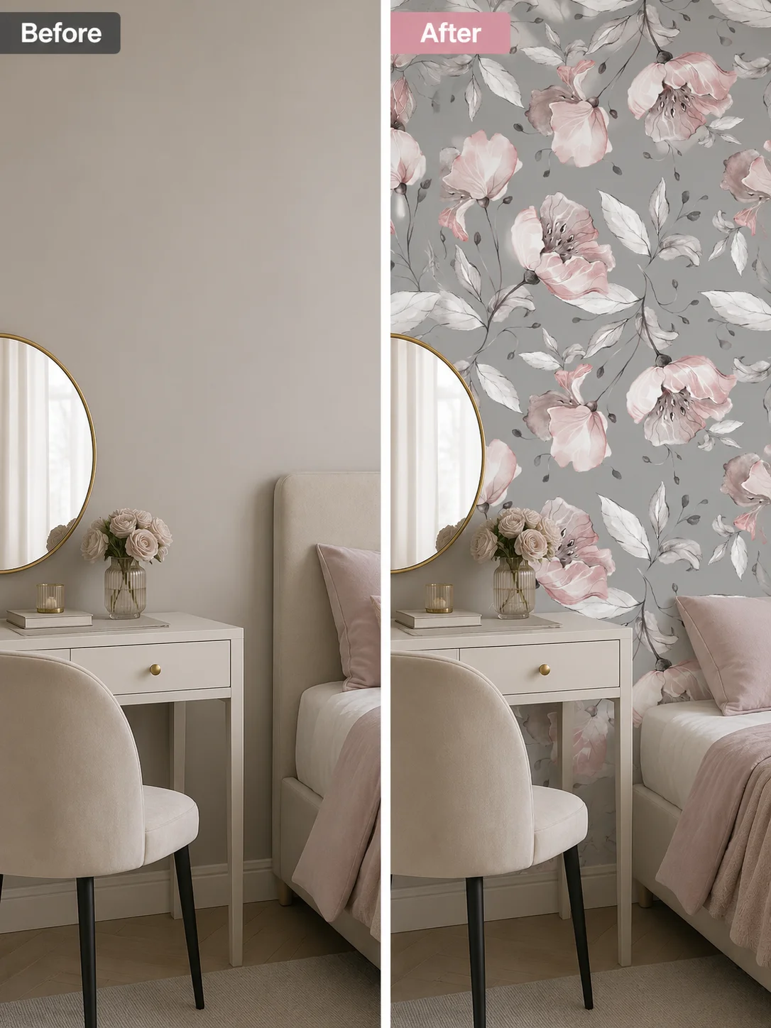 1PCS plants flowers pattern design thickened moisture-proof waterproof self-adhesive wall stickers home decoration residue-free