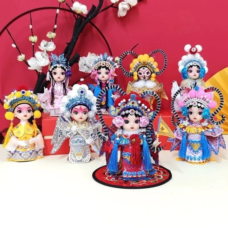 Desktop Ornament Chinese Traditional Peking Opera Dolls Silk Home Office Decoration Mascots Souvenir Retro Wind Ornaments Toys