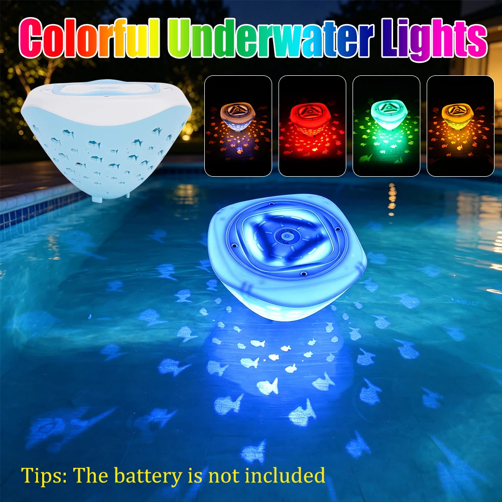 

Underwater Disco Light Fish Pattern Fountain Projector Light 4 Colors Battery Operated for Disco Pool Party Pool Accessories