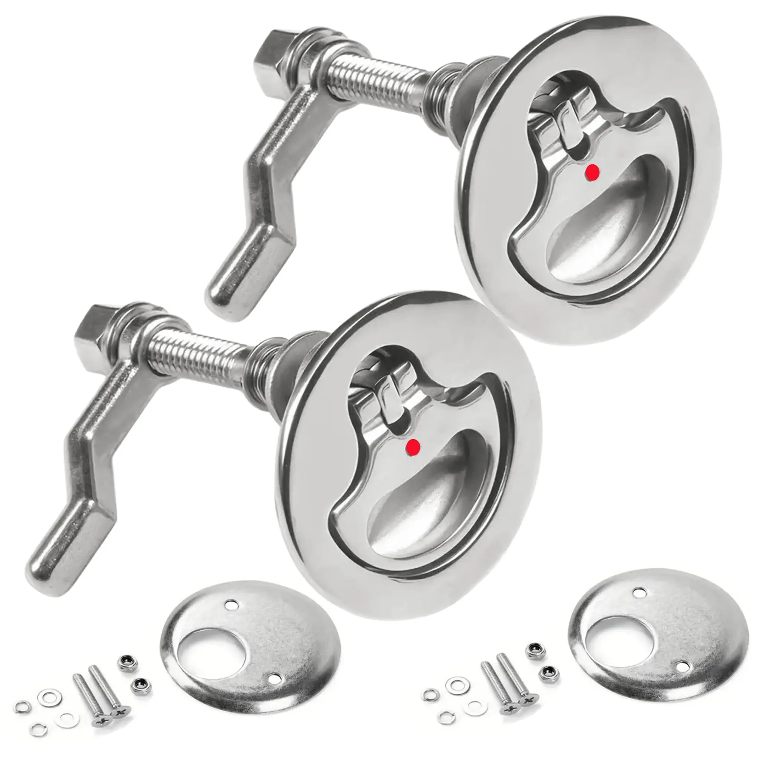 2 PCS 316 Stainless Steel Boat Cam Latch Marine Floor Buckle Hatch Latch Flush Turning Lift Handle Lock