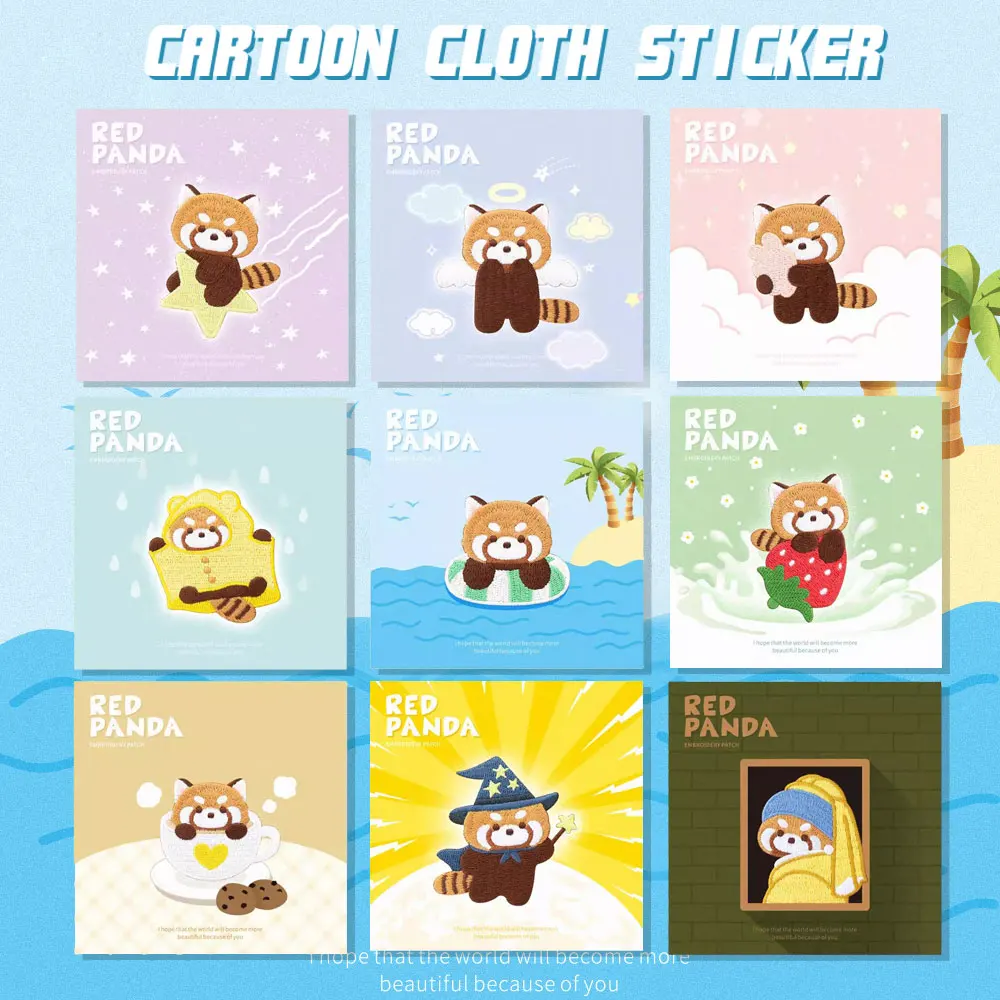 

1 Piece Embroidered Cute Red Panda Design Patch Cute Iron On Patch for Clothing Jeans Jacket Decoration