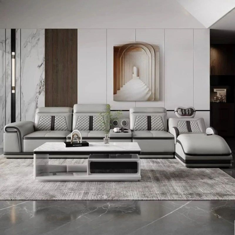 Factory Direct 2026 Luxury Minimalist Sofas Modern Leather Sectional Designer Sofas Massage Lazy Salas Y Sofas Muebles