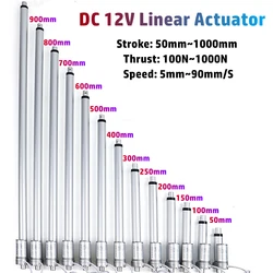 12V Linear Actuator 50/100/150/200/250/300mm Stroke Linear Drive Electric Telescopic Push Rod Motor Controller 100~1000N