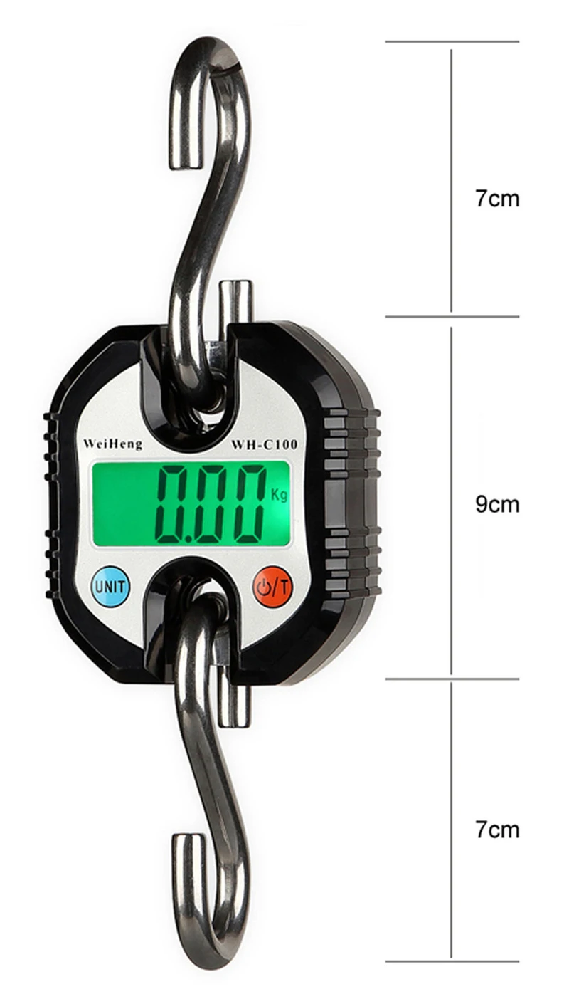 Electronic Hanging Scales 100/50g-150kg/100g Digital Stainless Steel Hook Weighing LCD Crane Scale Loop Fish Weight Balance