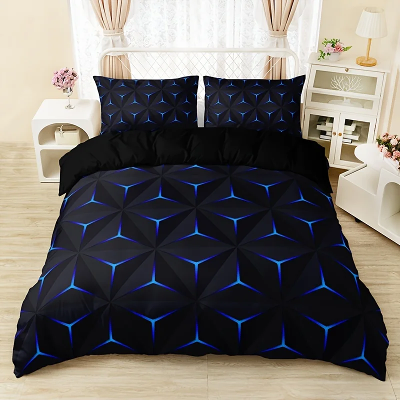 

Fashion Blue Argyle Print Duvet Cover Set Soft And Skin-friendly Duvet Cover For Bedroom Guest Room Bedding Set