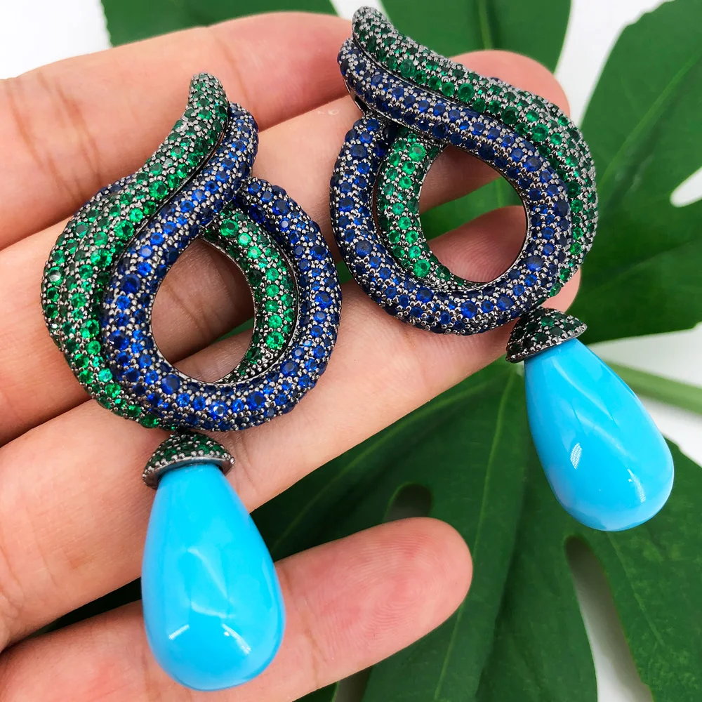 

HOT Trend Luxury Quality Pendant Jewelry New Teardrop Vintage Chandelier Black Long Glamorous Dangle Drop Earrings For Women