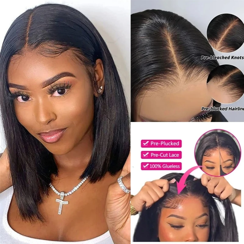 

Alimice Bob Wig Human Hair Daily Use Party Birthday Gift HD Lace Front Wigs Pre Plucked 4X4 Short Bob Wig Wigs For Women