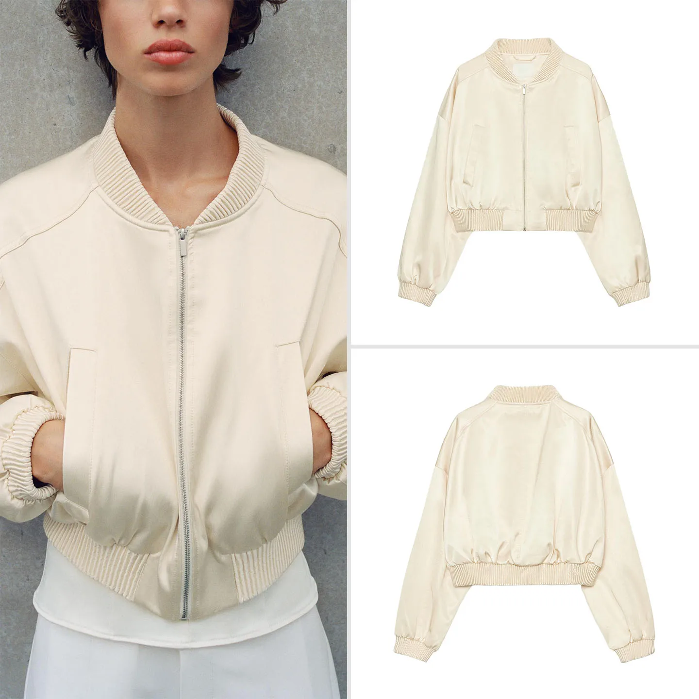 Fashionable Long Sleeve Pilot Jacket Women's Autumn Wear 2026 New Arrival ZADATA Standard Fit Short Outerwear Other Material