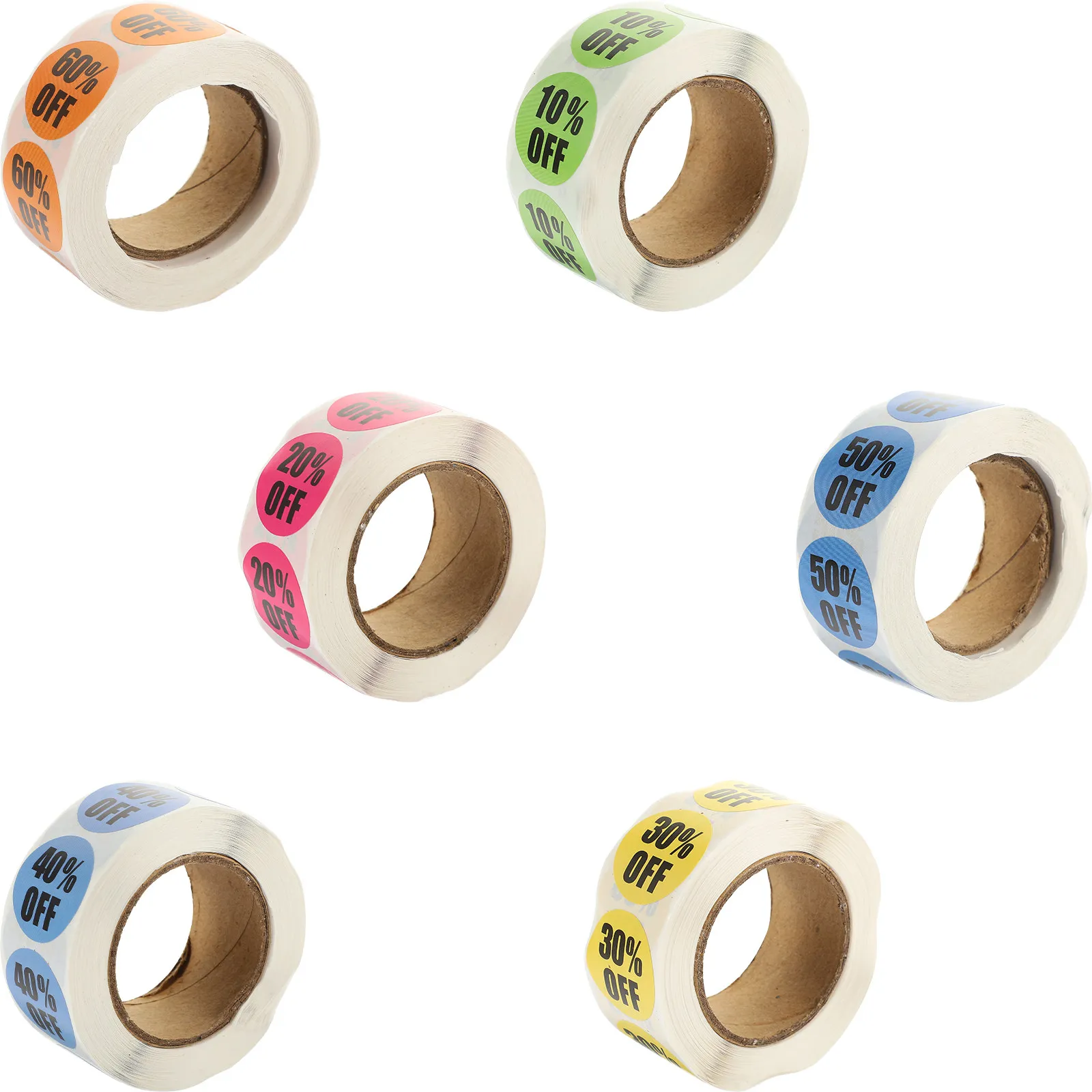 

6 Rolls Adhesive Sale Stickers Colorful Retail Store Labels Strong Adhesive Price Tags for Supermarket Clearance Price