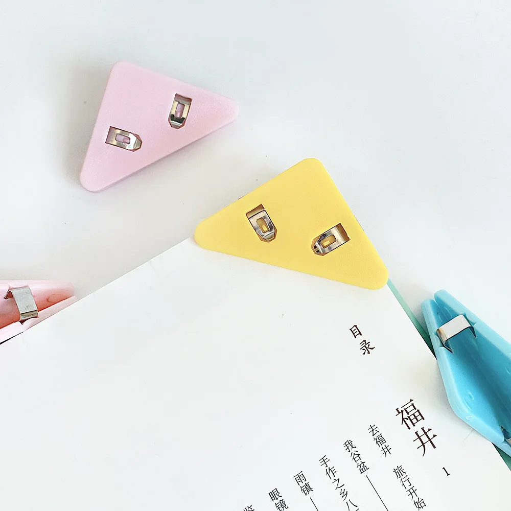 5pcs Color Corner Clips Set Triangle Transparent Page Holder Index Clamp Clip for About 40 Sheets Stationery Office School A6 A5