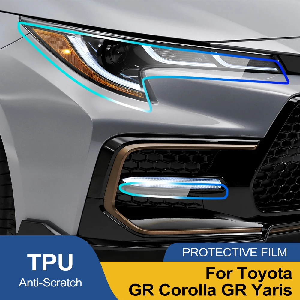 Anti-Scratch High-Gloss Car Headlight Protective Film Smoke Black Pre Cut For Toyota GR Corolla Yaris Auto Vinyl Wrapping Film