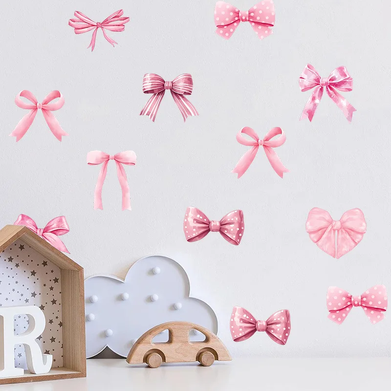

Bohemian Pink Bow Wall Decals, Cherry Stickers for Bedroom & Fridge
