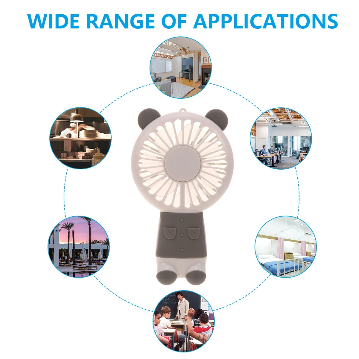 Kipas Genggam Mini Berbentuk Lampu Malam Portabel Kipas Pendingin Tenang Plastik Ringan untuk Rumah Kantor Luar Ruangan