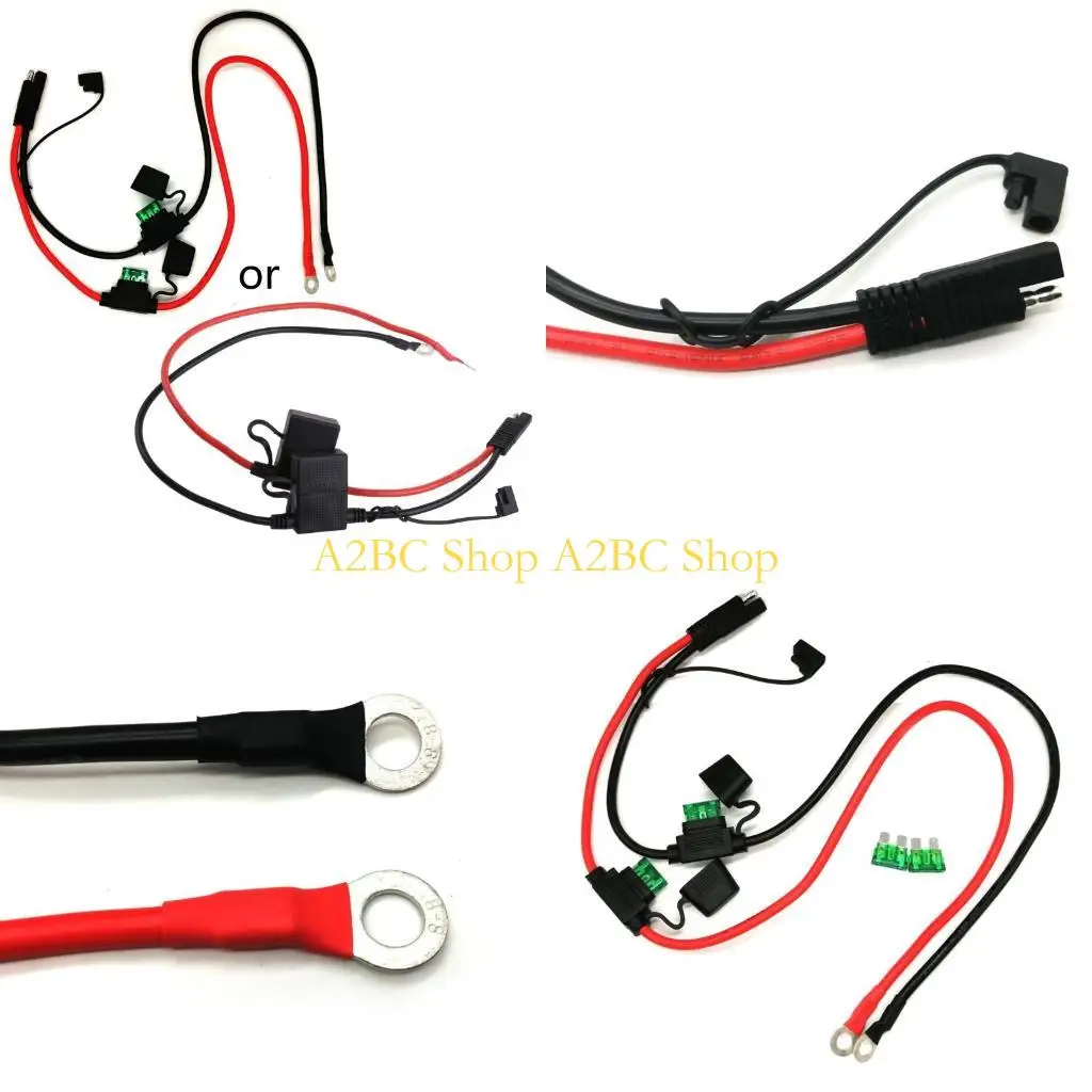 A2BC SAE Battery Connector SAE to O Ring Terminal Harness 10AWG 2Pin Extension Cable