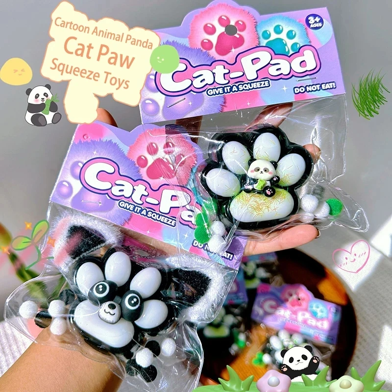 Cartoon Panda Foot Soft Cat Foot Antistress Paws Fidget Toys Funny Tapa Foot Girl Kids Adult Sensory Stress Reliever Toys Gifts