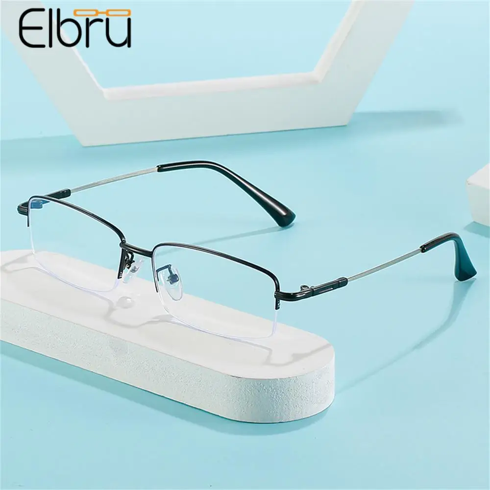 

Elbru Fashion Metal Half Frame Myopia Glasses Women Men Anti Blue Light Square Myopic Eyeglasses Ultralight Myopic Eyewear 0-600