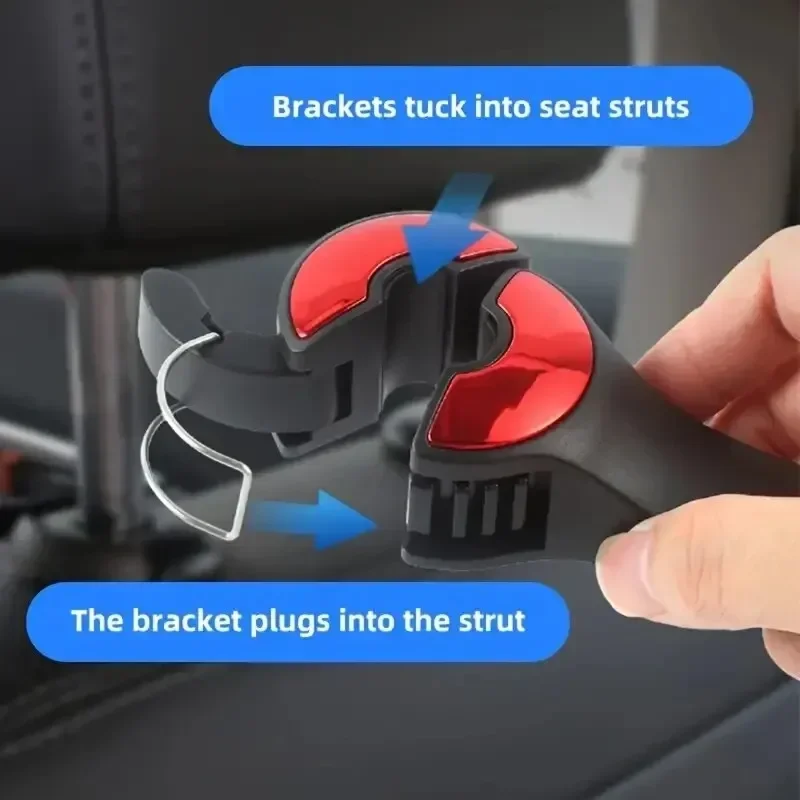 Multifunctional 2 In 1 Car Hook Hidden Mobile Phone Holder Bracket Car Clip Rear Row Headrest Hook Lock Buckle Car Mount Stand