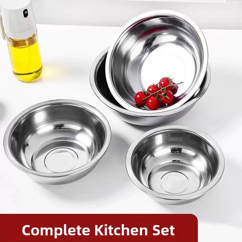 Thickened Stainless Steel Soup Bowl Dining Hall Soup Plate Large Bowl Household Baking Egg Beating Bowl Rice Bowl