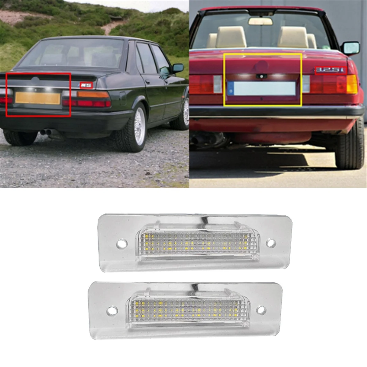 Car Rear LED License Plate Light for BMW E30 E12 E28 E24 E23 E26 Car Accessories 63261372766