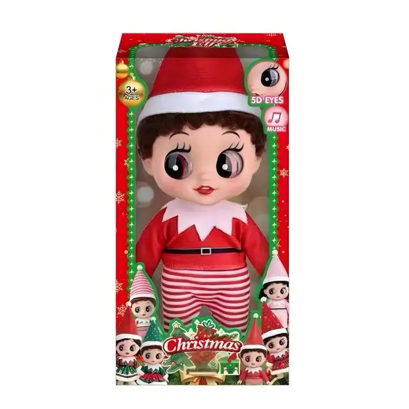 Newest 13 Inch Doll Kawaii Music Toys Christmas Dolls With 5D Eyes Fashion Dress Hat Best Birthday New Year Present DIY Dressing