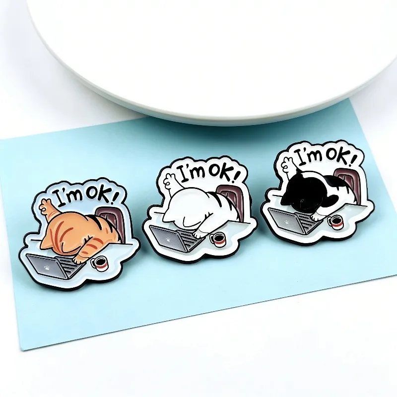 Work Cat Enamel Pin for Women Office Quotes Brooch Pines Lapel Pins Badge on Backpack Clothing Accessories Animal Jewelry Gifts