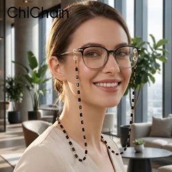 New Black Crystal Metal Glasses Chain - Elegant Anti-Slip Eyewear Accessory, Mask Holder, Fashionable Eyeglass Necklace Strap