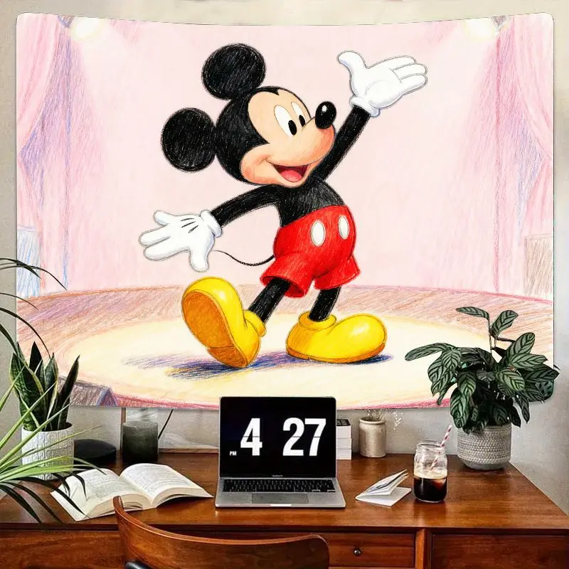 

1 шт., милый гобелен с Микки Маусом Диснея, настенный художественный декор из полиэстера для детской спальни, гостиной, общежития, отличный подарок для Диснея
