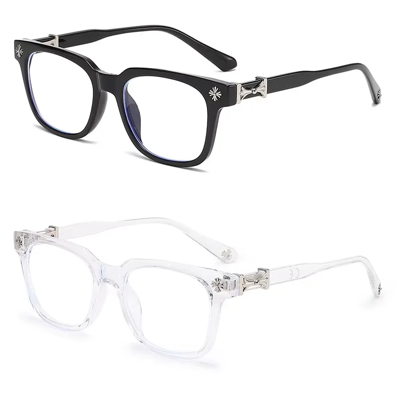 Temperament Black Frame Fashion Anti Blue Light Glasses for Unisex Large Frame Flat Light Eye Protection Decorative Eyewear New