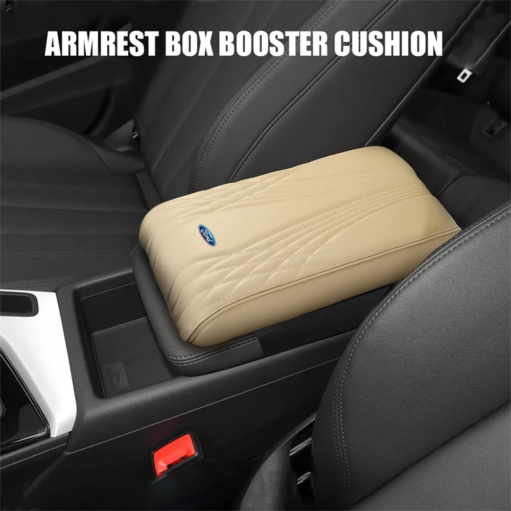 PU Leather Car Armrest Mat Center Console Arm Rest Protection Cushion For Ford Focus Mustang MK7 Mondeo Fusion ST Accessories