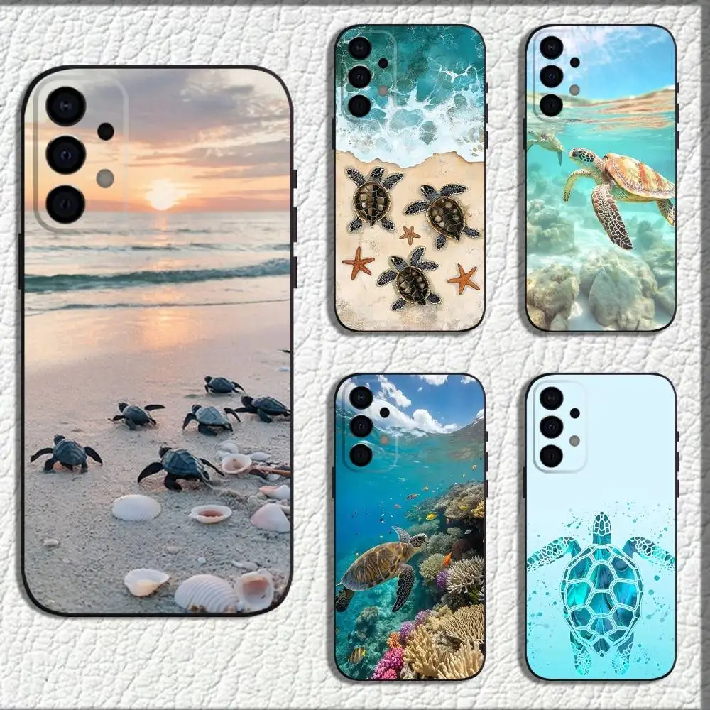 

Marine animals sea turtles Phone Case For Samsung Galaxy A73,72,71,A52,51,40,41,A22,A32,31,A13,12,Note20 Soft Black Shell