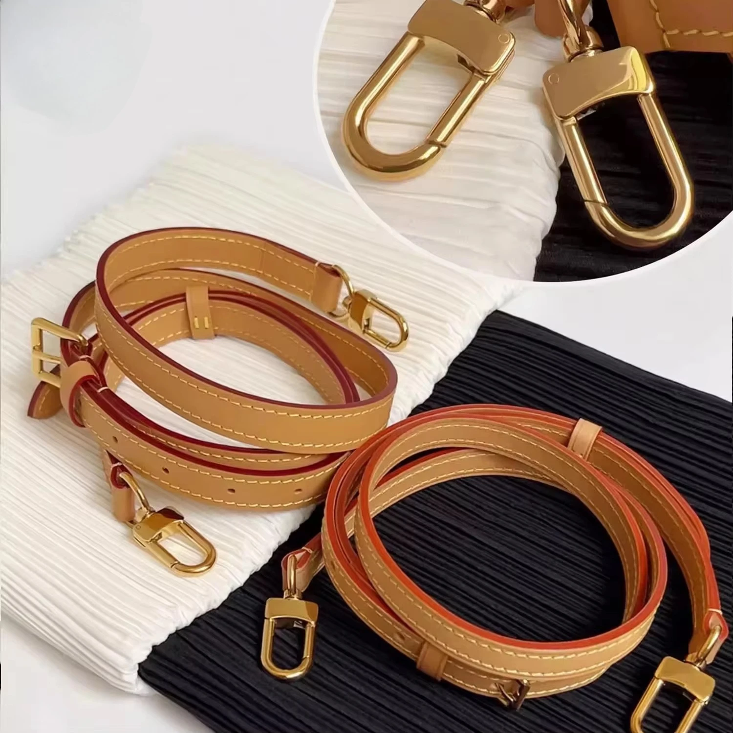 LST262 tanné végétal véritable cuir Vachetta chaîne perlée bretelles réglables pour Speedy20 sac à main sangle de sac de luxe