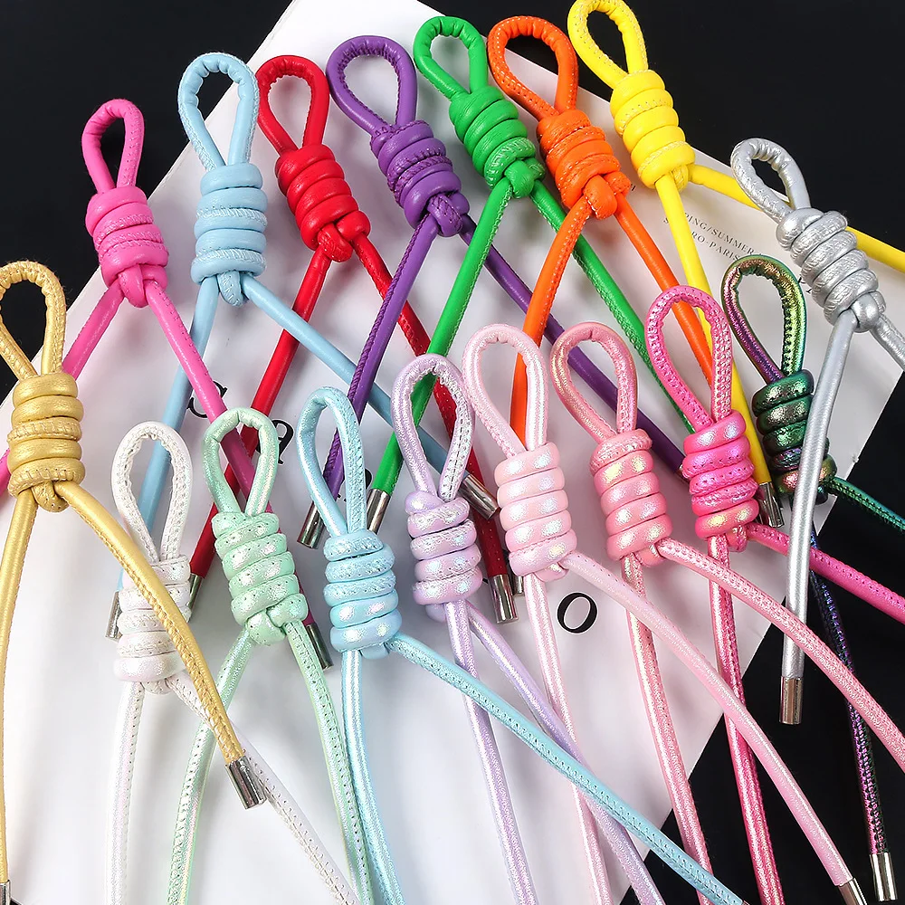 5mm Creative PU Leather Rope Keyring Colorful Braided Lanyard Keychain Cord Thread For DIY Key Chain Pendant Bag Accessories